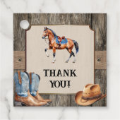 Rustieke Cowboy Paardrijden Verjaardagsfeest Bedankjes Labels (Voorkant)