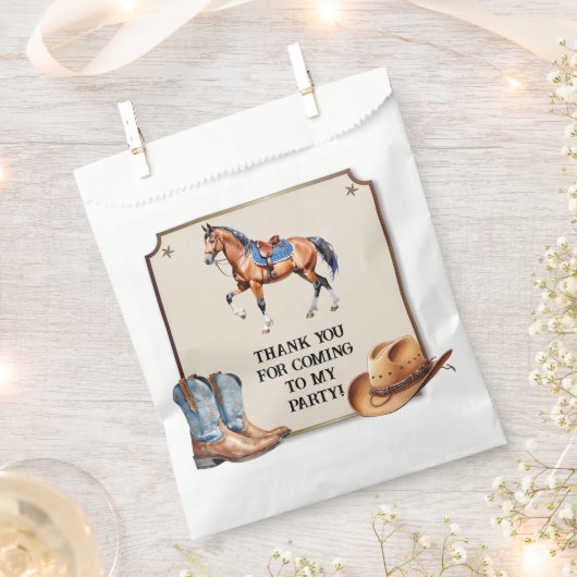 Rustieke Cowboy Paardrijden Verjaardagsfeest Bedankzakje (Geknipt)