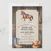 Rustieke Cowboy Paardrijden Verjaardagsfeest Kaart (Voorkant)