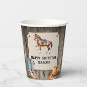Rustieke Cowboy Paardrijden Verjaardagsfeest Papieren Bekers (Achterkant)