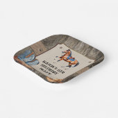 Rustieke Cowboy Paardrijden Verjaardagsfeest Papieren Bordje (Gebogen)