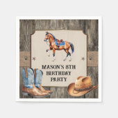 Rustieke Cowboy Paardrijden Verjaardagsfeest Servet (Voorkant)