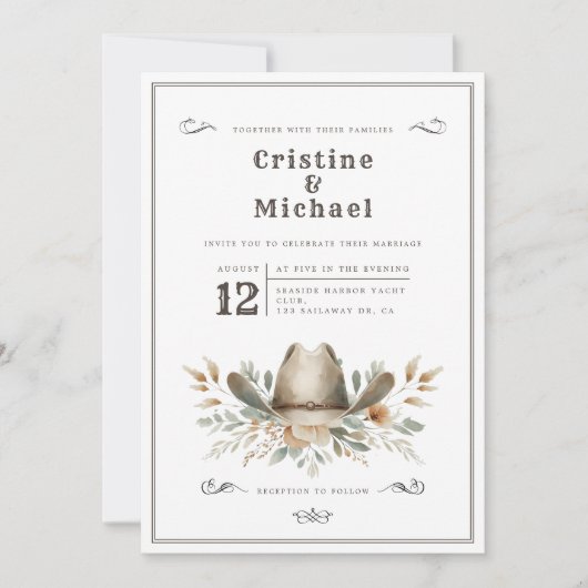 Rustieke Cowboy pet bruiloft Kaart (Voorkant)