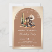 Rustieke Cowboy Pet en laarzen Waterverf Verjaarda Kaart (Voorkant)