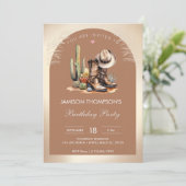 Rustieke Cowboy Pet en laarzen Waterverf Verjaarda Kaart (Staand voorkant)