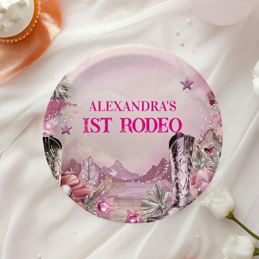 Rustieke Cowboy Rodeo 1e Verjaardagsontwerp Papieren Bordje