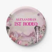 Rustieke Cowboy Rodeo 1e Verjaardagsontwerp Papieren Bordje (Voorkant)