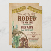 Rustieke cowboy Rodeo 2e verjaardag uitnodiging (Voorkant / Achterkant)