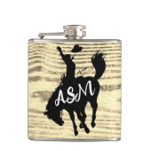 Rustieke Cowboy Rodeo Silhouette Beige Flask Heupfles (Voorkant)