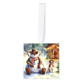 Rustieke Cowboy Sneeuwman & Sint Bernard Kerstmis Decoratie (Voorkant)