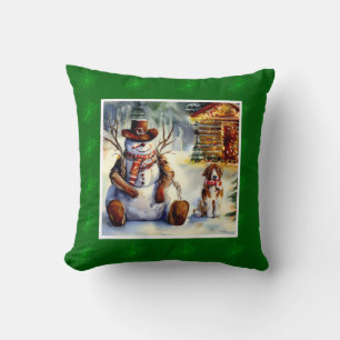 Rustieke Cowboy Snowman Waterverf Sierkussen