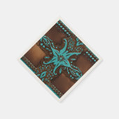 Rustieke Cowboy Teal Bruine Landelijke Westerse Fe Servet (Hoek)