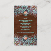 rustieke cowboy trendy turquoise western land visitekaartje (Achterkant)