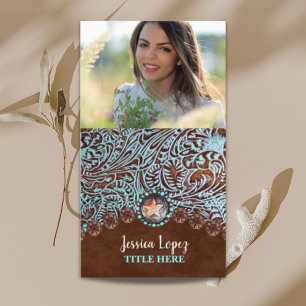 rustieke cowboy trendy turquoise western land visitekaartje