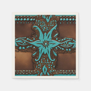 Rustieke Cowboy Turquoise Bruine Landelijke Wester Servet