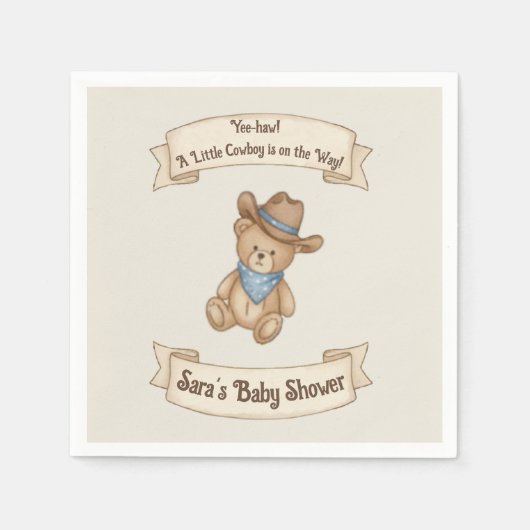 Rustieke Cowboy Waterverf Boy Baby shower servette Servet (Voorkant)