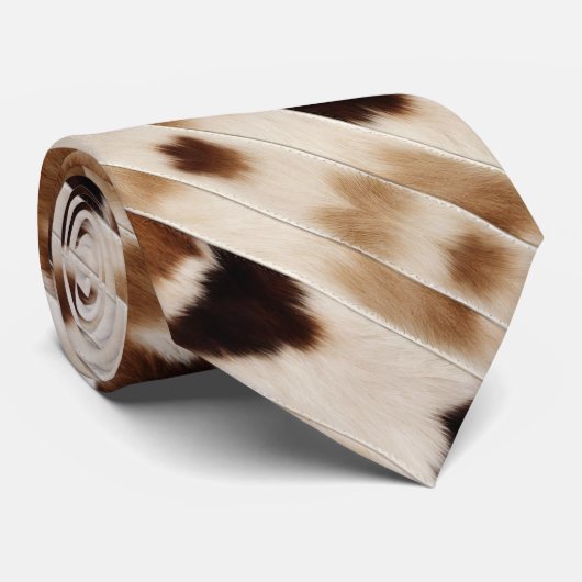 Rustieke Cowboy Western Country Brown Beige Koeien Stropdas (Opgerold)