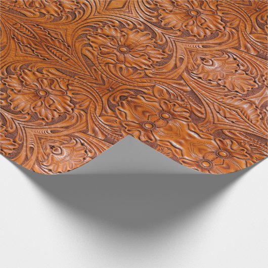 Rustieke Cowboy Western Country Tooled Leather Pri Cadeaupapier (Hoek)