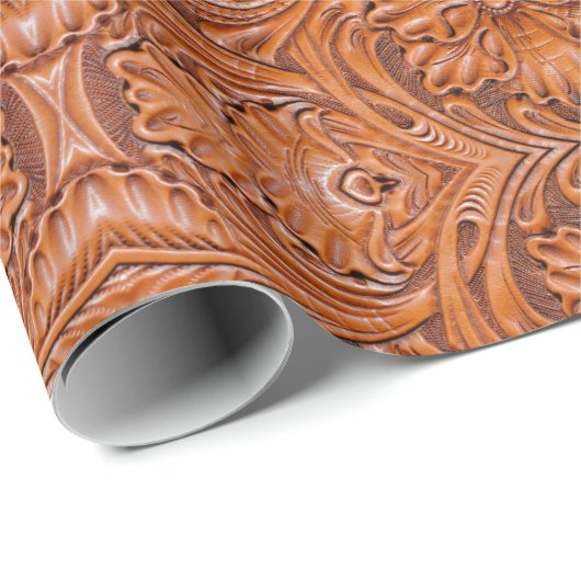 Rustieke Cowboy Western Country Tooled Leather Pri Cadeaupapier (Rol Hoek)