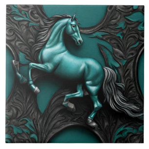 Rustieke Cowboy Western Country Zwart Blauwgroen P Tegeltje