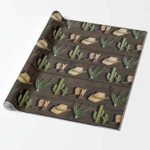 Rustieke Cowboy Western Rodeo Houten Verjaardagsfe Cadeaupapier