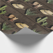 Rustieke cowboy Western Rodeo houten verjaardagsfe Cadeaupapier (Hoek)