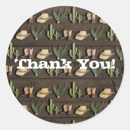 Rustieke cowboy Western Rodeo houten verjaardagsfe Ronde Sticker (Voorkant)