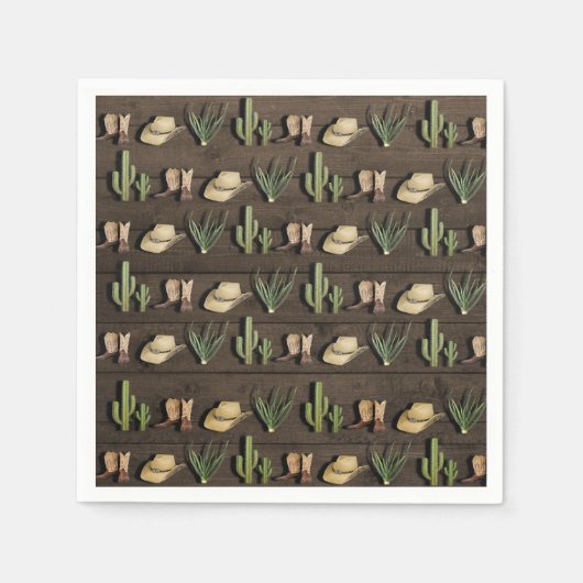 Rustieke cowboy Western Rodeo houten verjaardagsfe Servet (Voorkant)