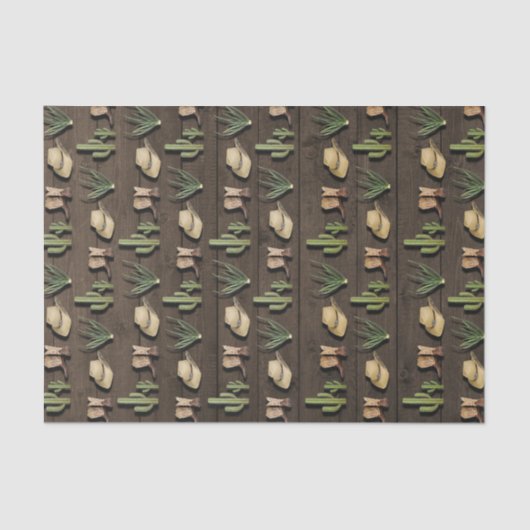 Rustieke cowboy Western Rodeo houten verjaardagsfe Tissuepapier (Voorkant)