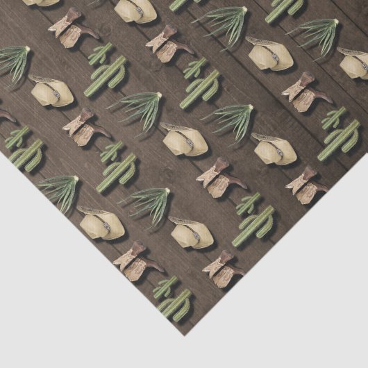 Rustieke cowboy Western Rodeo houten verjaardagsfe Tissuepapier (Detail)