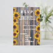 Rustieke cowboy zonnebloem land bloemen R.S.V.P RSVP Kaartje (Staand voorkant)