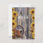 Rustieke cowboy zonnebloem land bloemen R.S.V.P RSVP Kaartje (Achterkant)