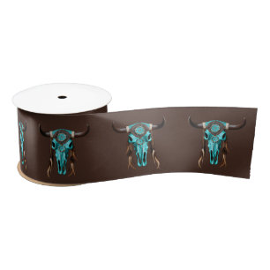 Rustieke Cowboy Zuidwest Turquoise Bull Skull Satijnen Lint