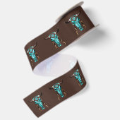 Rustieke Cowboy Zuidwest Turquoise Bull Skull Satijnen Lint (Achterkant)
