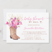 Rustieke cowboylaarzen floraal baby shower per pos kaart (Voorkant)