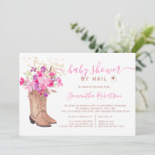 Rustieke cowboylaarzen floraal baby shower per pos kaart (Staand voorkant)