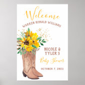 Rustieke cowboylaarzen waterverf baby shower poster (Voorkant)