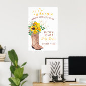 Rustieke cowboylaarzen waterverf baby shower poster (Thuiskantoor)