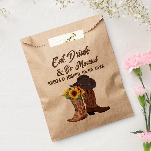 Rustieke cowboylaarzen Zonnebloem Westerne bruilof Bedankzakje (Gezegeld)
