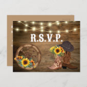 Rustieke cowboylaarzen Zonnebloem Westerne bruilof Briefkaart (Voorkant / Achterkant)