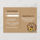 Rustieke cowboylaarzen Zonnebloem Westerne bruilof Briefkaart (Achterkant)