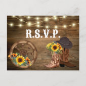Rustieke cowboylaarzen Zonnebloem Westerne bruilof Briefkaart (Voorkant)