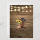 Rustieke cowboylaarzen Zonnebloem Westerne bruilof Kaart (Achterkant)