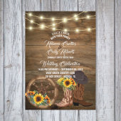 Rustieke cowboylaarzen Zonnebloem Westerne bruilof Kaart