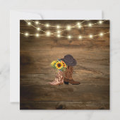 Rustieke cowboylaarzen Zonnebloem Westerne bruilof Kaart (Achterkant)