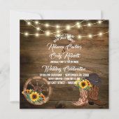 Rustieke cowboylaarzen Zonnebloem Westerne bruilof Kaart (Voorkant)