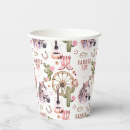 Rustieke Cowgirl Baby shower Roze Western Cup Papieren Bekers
