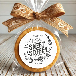 Rustieke Cowgirl Bloemen Sweet Sixteen Verjaardags Ronde Sticker