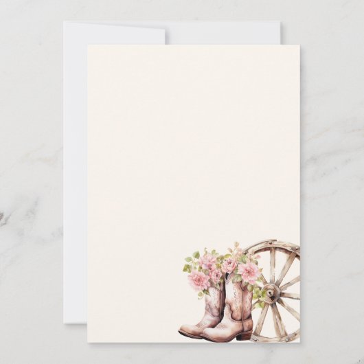 Rustieke Cowgirl Boot Floral Western Vrijgezellenf Kaart (Achterkant)