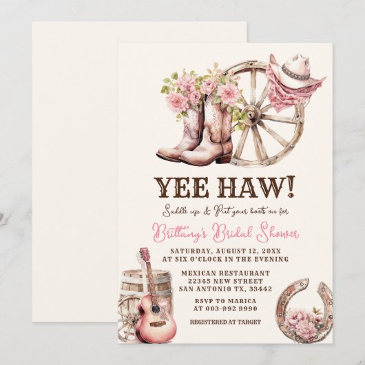 Rustieke Cowgirl Boot Floral Western Vrijgezellenf Kaart (Voorkant / Achterkant)